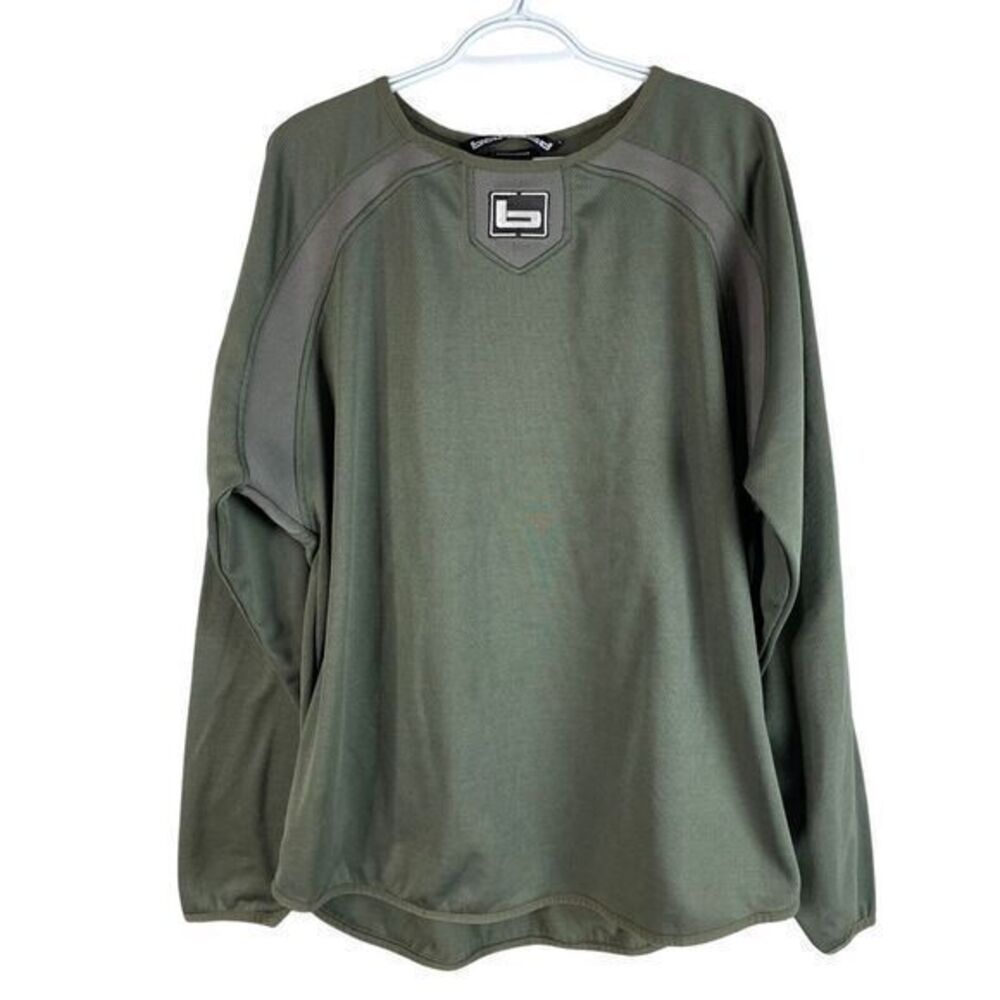 Banded Outdoor Pullover Sweater Mens‎ L Green Polyester Long Sleeve Stretch - Picture 2 of 4